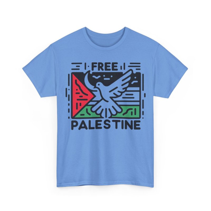 Free Palestine T-Shirt | Dove of Peace & Palestinian Flag Heavy Cotton Tee