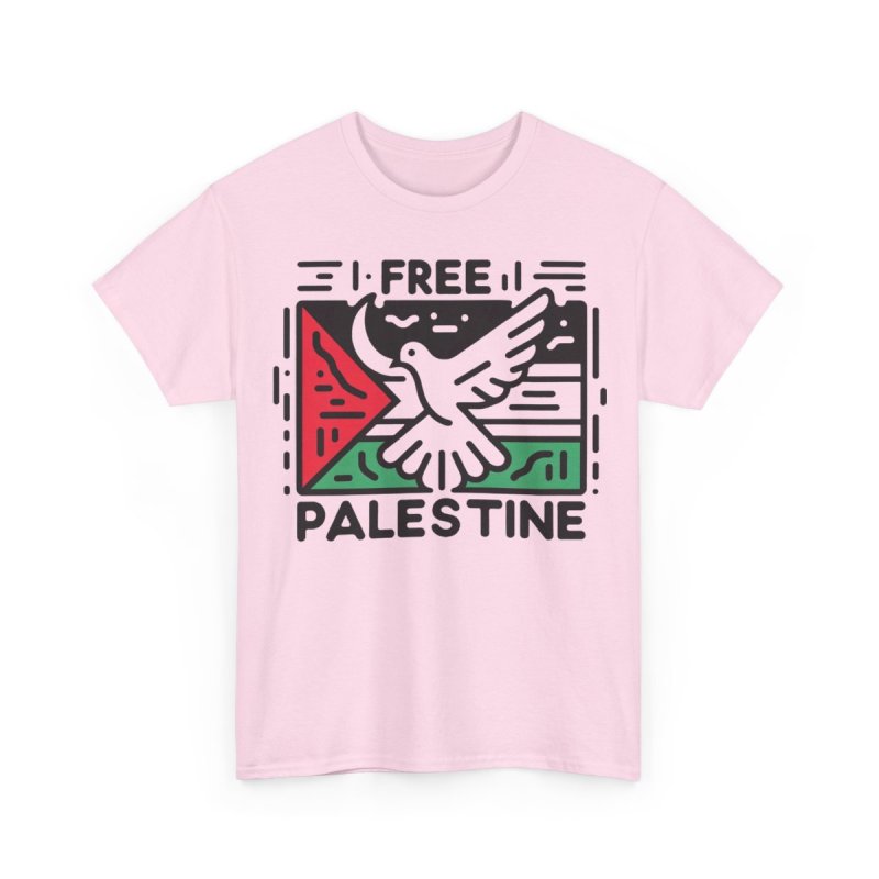 Free Palestine T-Shirt | Dove of Peace & Palestinian Flag Heavy Cotton Tee