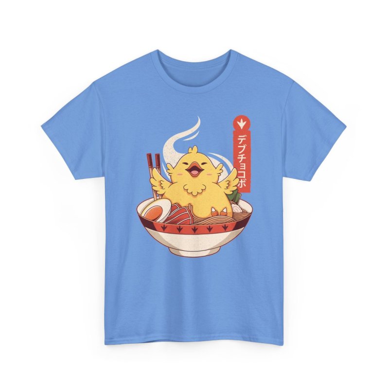 Fat Chocobo Ramen Bowl Unisex Heavy Cotton Tee | Cute Japanese Anime Gaming Graphic T-Shirt