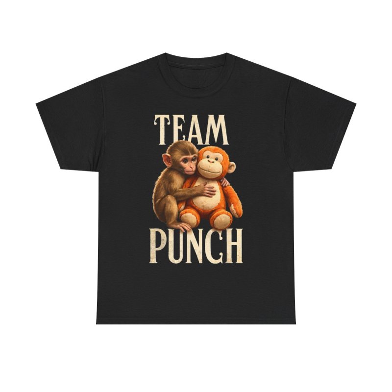 Team Punch Baby Monkey T-Shirt | Lonely Orphaned Monkey & Plush Surrogate Graphic Tee