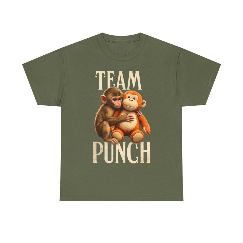 Team Punch Baby Monkey T-Shirt | Lonely Orphaned Monkey & Plush Surrogate Graphic Tee