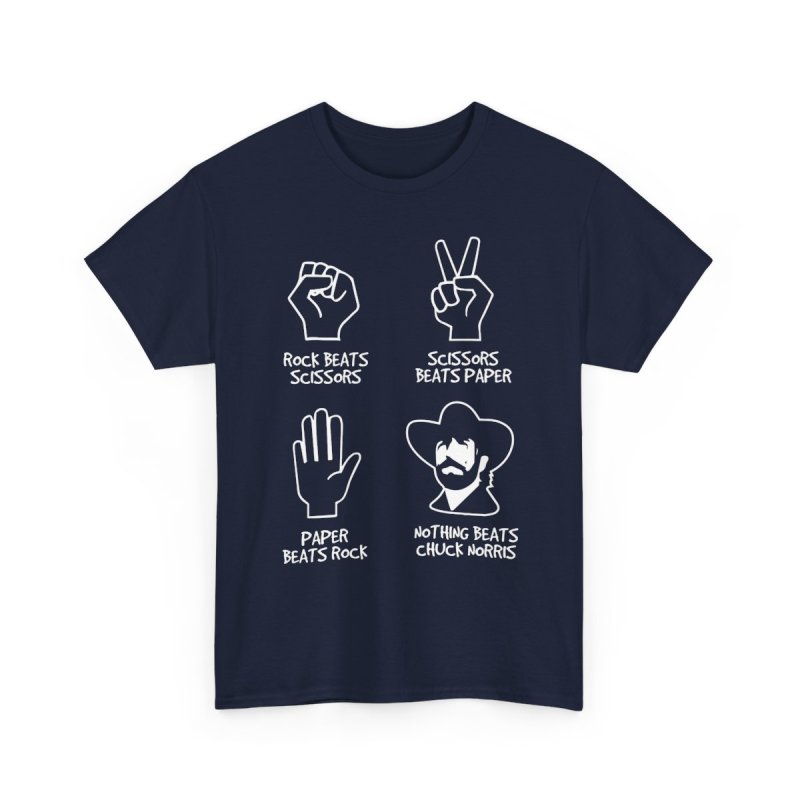 Chuck Norris Rock Paper Scissors T-Shirt | Funny Nothing Beats Chuck Norris | Martial Arts Humor Meme Shirt