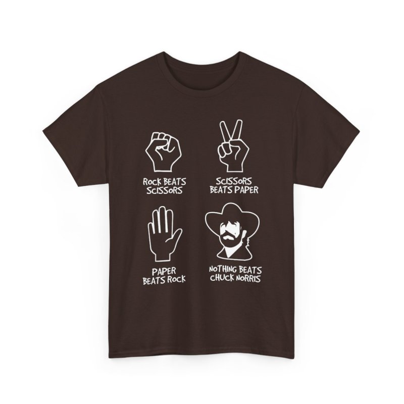 Chuck Norris Rock Paper Scissors T-Shirt | Funny Nothing Beats Chuck Norris | Martial Arts Humor Meme Shirt